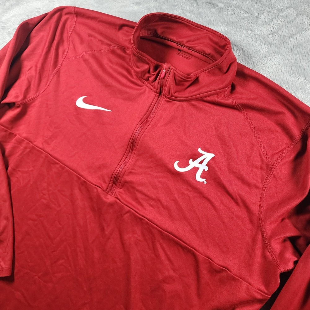 Alabama Crimson Tide Sweatshirt Mens 2XL Red NCAA Football Nike Dri-FIT 1/4 Zip